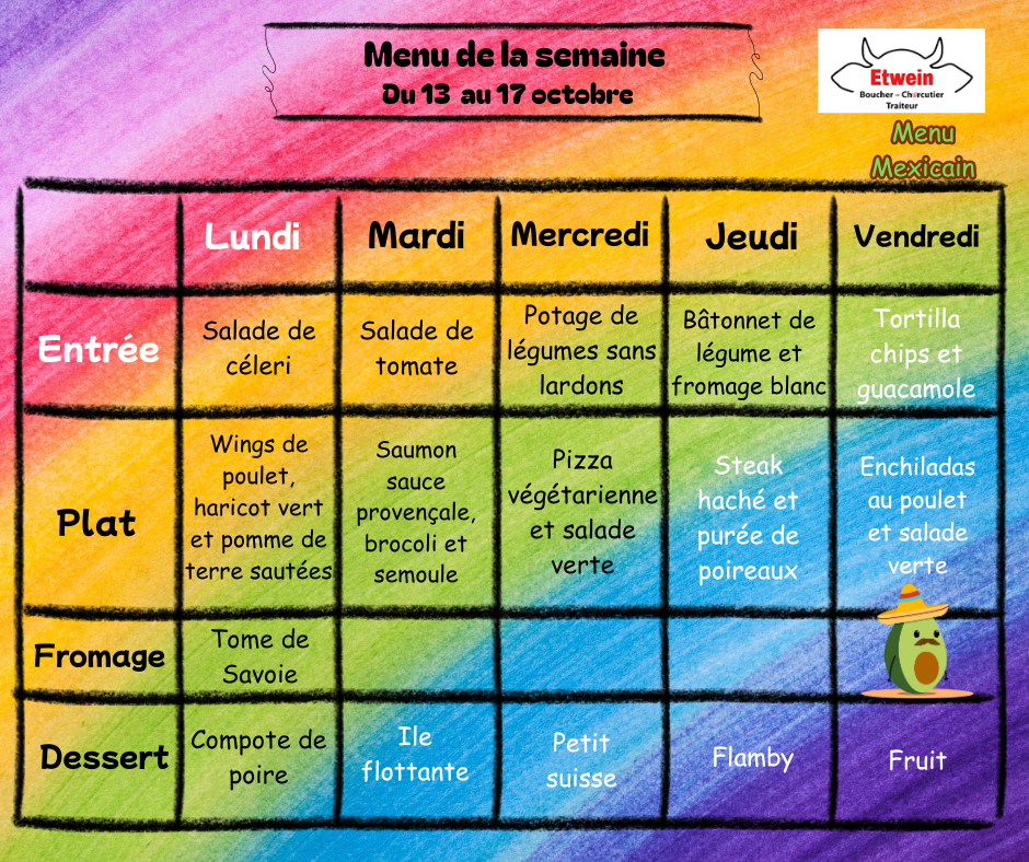 Menu du 13 au 17 octobre(1) Menu du 13 au 17 octobre(1)