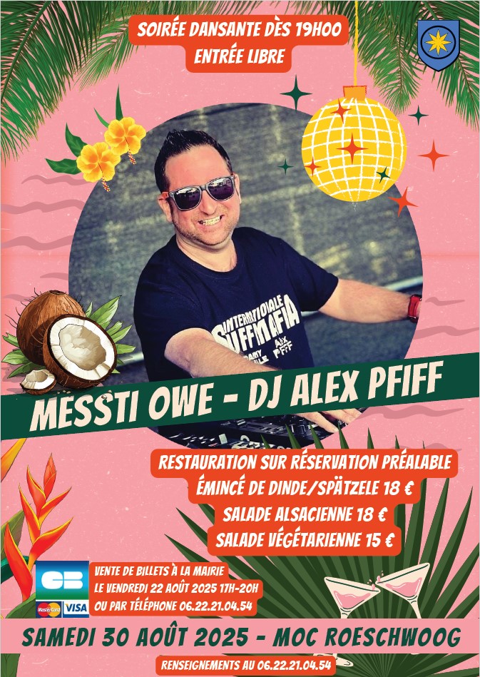 Messti 2025 Roeschwoog - soirée dansante Messti Owe DJ Pfiff