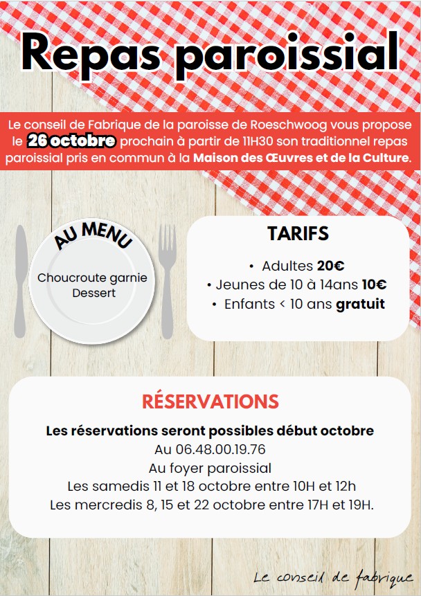 Repas paroissial festival choucroute
